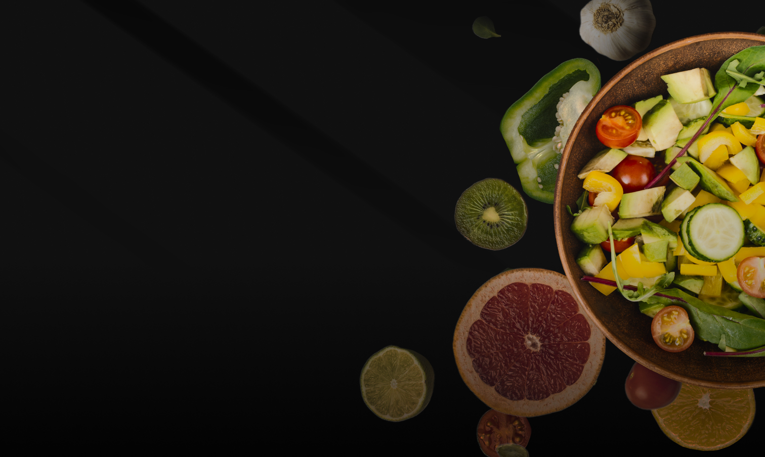 Background with fresh vegetables and healthy food